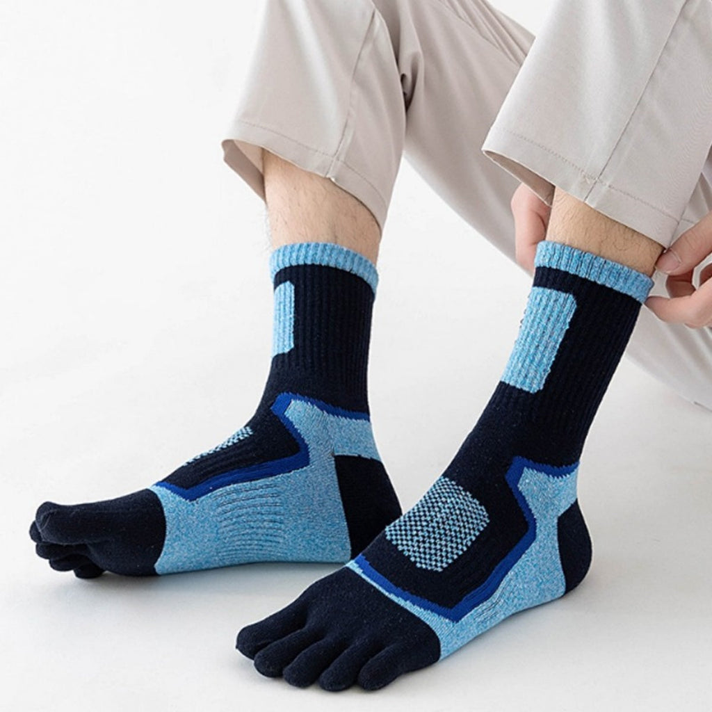 5Pairs Mens Cotton Blend Athletic Running Sports Socks Finger Toe Socks Toe Sock