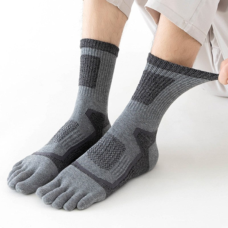 5Pairs Mens Cotton Blend Athletic Running Sports Socks Finger Toe Socks Toe Sock