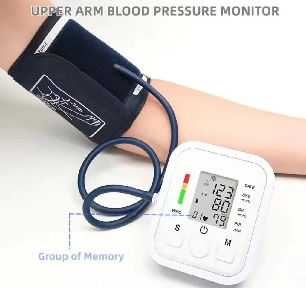 Blood Pressure Monitor With X4 AAA Battery, Large Cuff Digital Upper Arm BP Machine, 2x99 Memory Set, Voice Prompt, USB Cable, Arrhythmia Detection, Heart Rate Hypertension Monitors, Home Use White