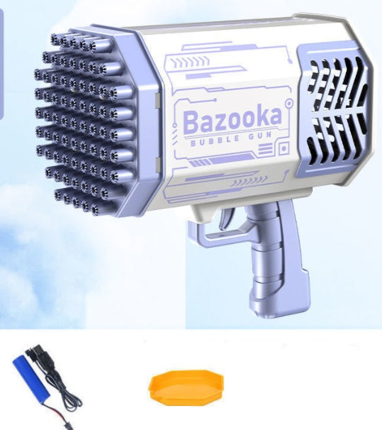 Bubble Gun Rocket 69 Holes Soap Bubbles Machine  Shape Automatic Blower With Light Toys For Kids