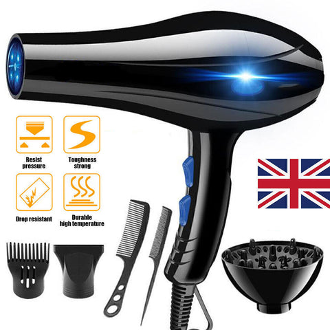 Professional Hair Dryer Nozzle Low Noise 2200w Ionic Blow Dryerwith Diffuser Blu