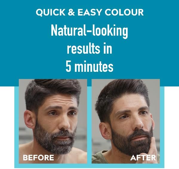 Just for men Moustache & Beard Dark Brown Dye, Eliminates Grey for a Thicker & Fuller Look M45