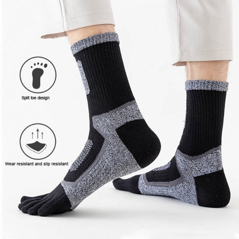 5Pairs Mens Cotton Blend Athletic Running Sports Socks Finger Toe Socks Toe Sock