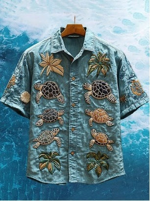 Retro style 3D printed Mens Short sleeve Shirt