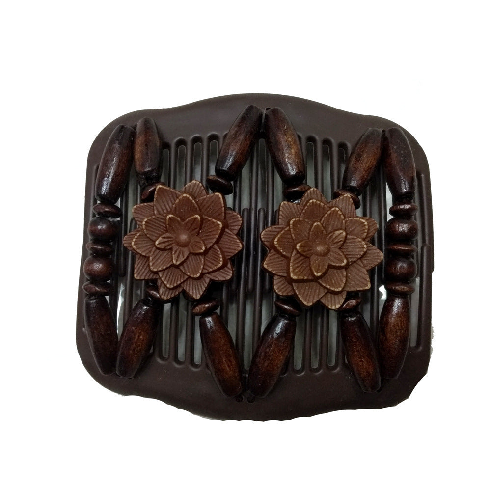 Fashion Magic Beads Elasticity Double Hair Comb Clip Stretchy Women Accessories