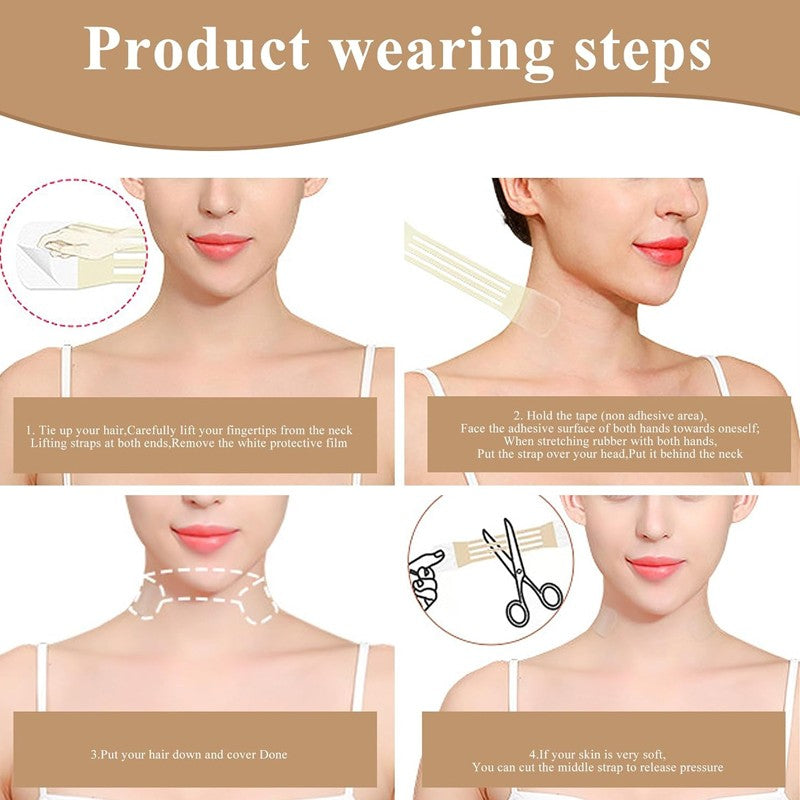 20Pcs Neck Lift Adhesive Strips Neck Tape Thin Face Rubber Miss Face Lift Tape