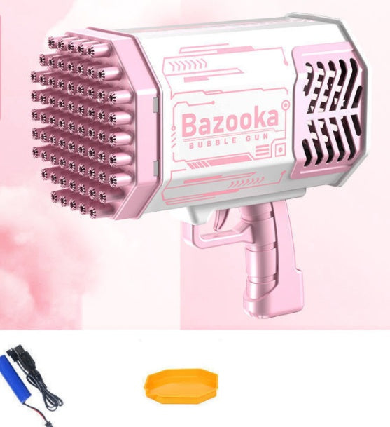 Bubble Gun Rocket 69 Holes Soap Bubbles Machine  Shape Automatic Blower With Light Toys For Kids