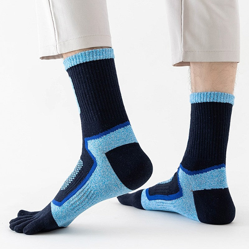 5Pairs Mens Cotton Blend Athletic Running Sports Socks Finger Toe Socks Toe Sock