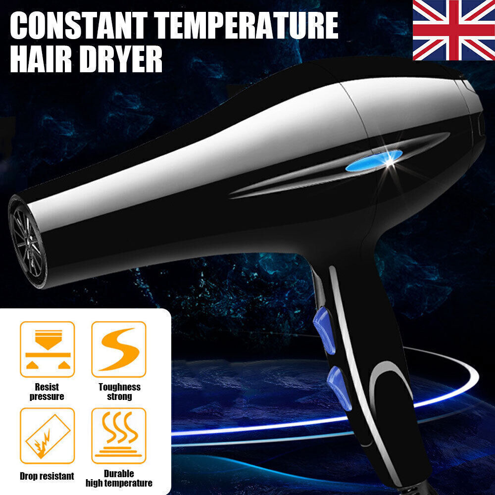 Professional Hair Dryer Nozzle Low Noise 2200w Ionic Blow Dryerwith Diffuser Blu