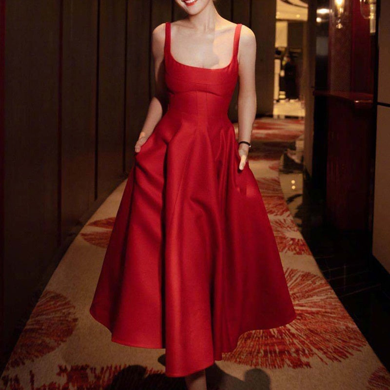 French Style Sleeveless Camisole Dress - Women's Slim Fit Minimalist Summer Short Dress