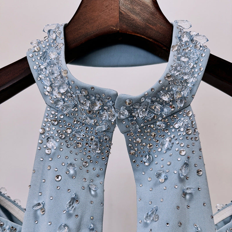 Long Beaded And Diamond-encrusted Evening Gown With A Train Evening Gown