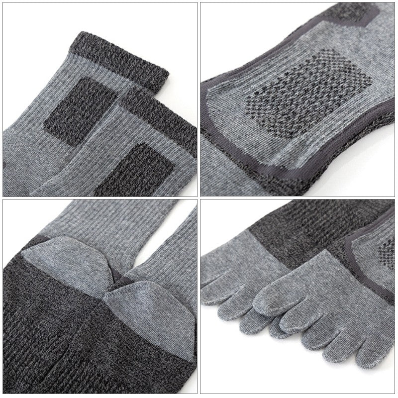 5Pairs Mens Cotton Blend Athletic Running Sports Socks Finger Toe Socks Toe Sock