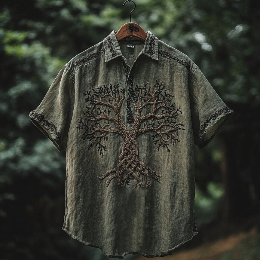 Retro style 3D printed Mens Short sleeve Shirt