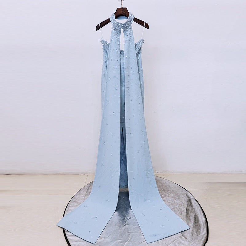 Long Beaded And Diamond-encrusted Evening Gown With A Train Evening Gown