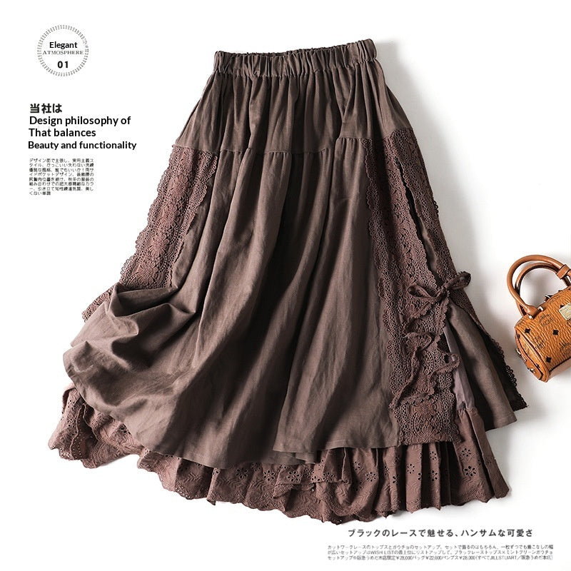 Japanese-style Linen-lined Lace-up Skirt, Intricate Craftsmanship For The Mori Girl Aesthetic