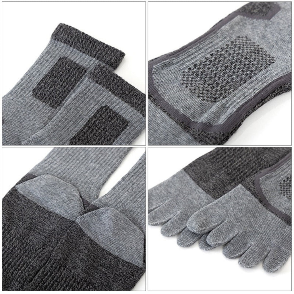 5Pairs Mens Cotton Blend Athletic Running Sports Socks Finger Toe Socks Toe Sock