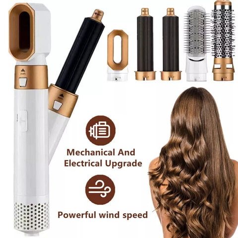 5in1 Electric Hair Dryer Blow Curler Set Detachable Styler Hot Air Brush Salon
