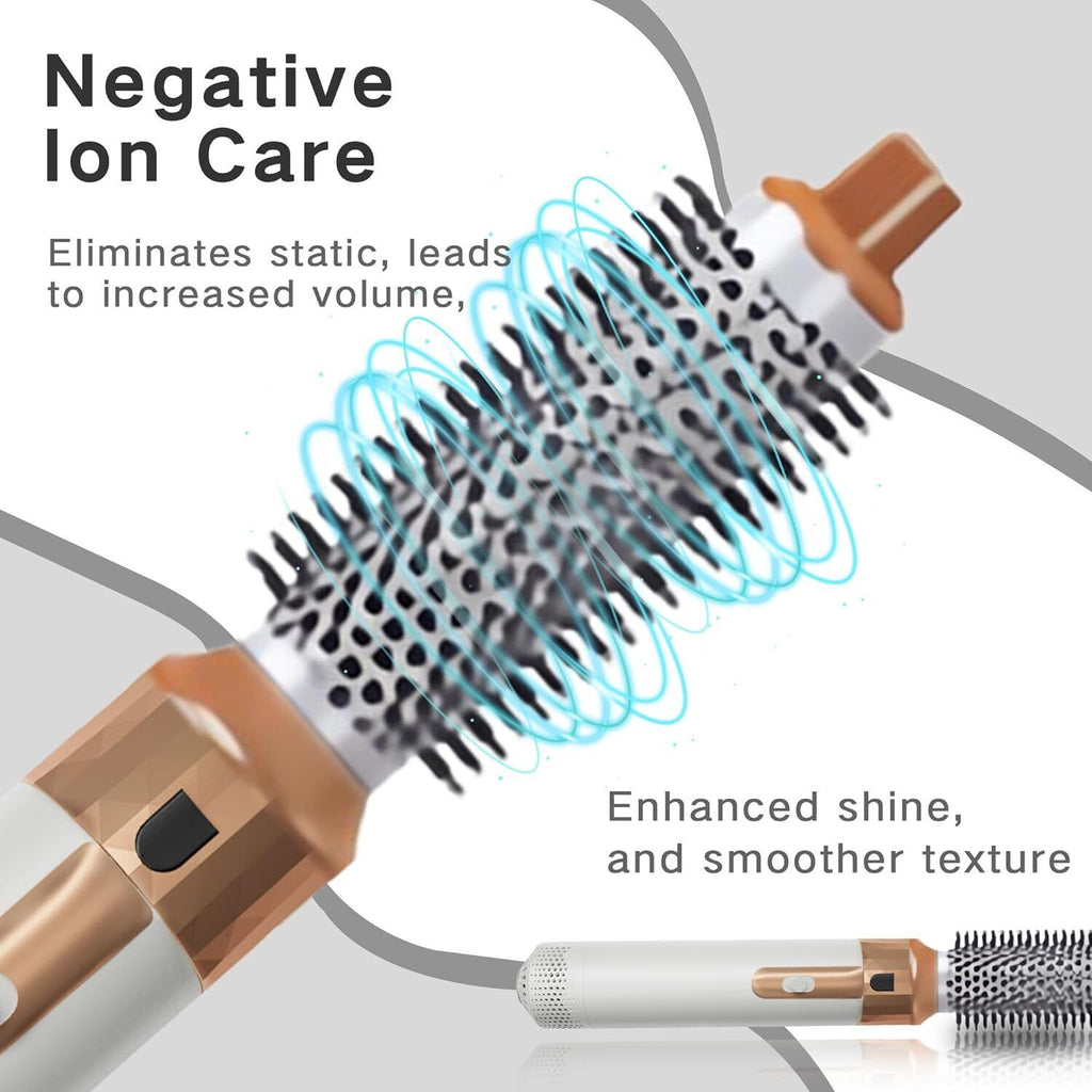 5in1 Electric Hair Dryer Blow Curler Set Detachable Styler Hot Air Brush Salon