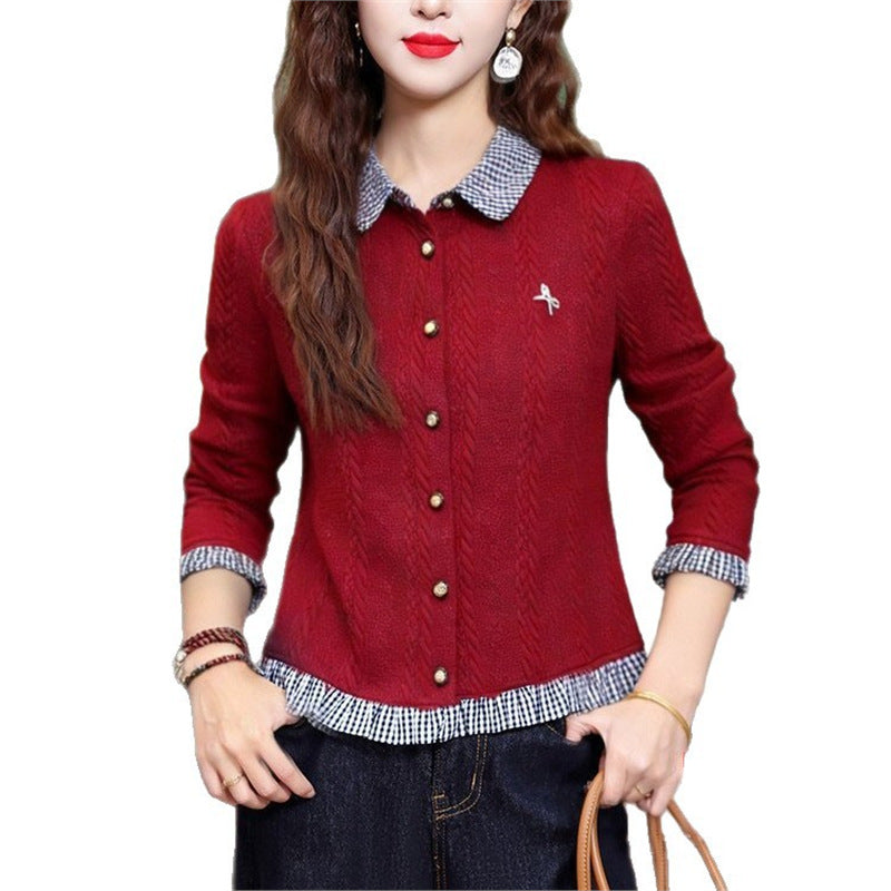 Early Spring New Arrival Fashionable Age-Defying Mock Two-Piece Top