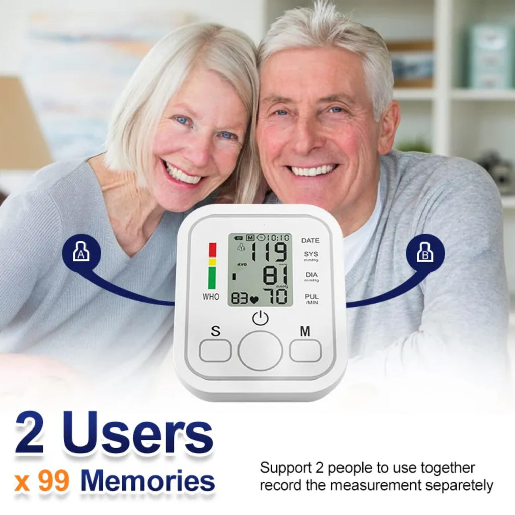 Blood Pressure Monitor With X4 AAA Battery, Large Cuff Digital Upper Arm BP Machine, 2x99 Memory Set, Voice Prompt, USB Cable, Arrhythmia Detection, Heart Rate Hypertension Monitors, Home Use White