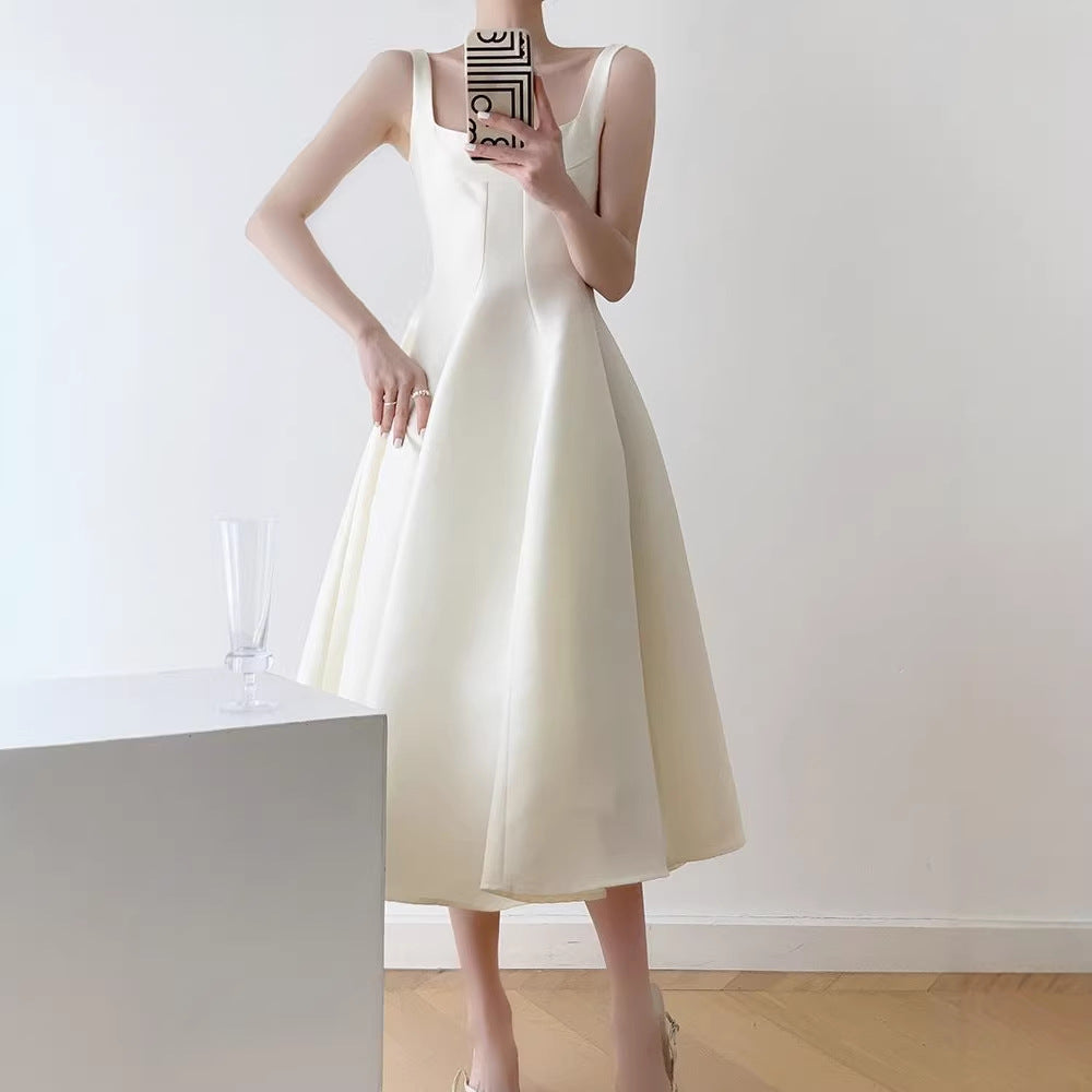 French Style Sleeveless Camisole Dress - Women's Slim Fit Minimalist Summer Short Dress