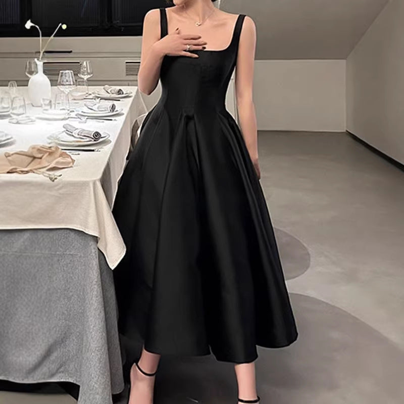 French Style Sleeveless Camisole Dress - Women's Slim Fit Minimalist Summer Short Dress