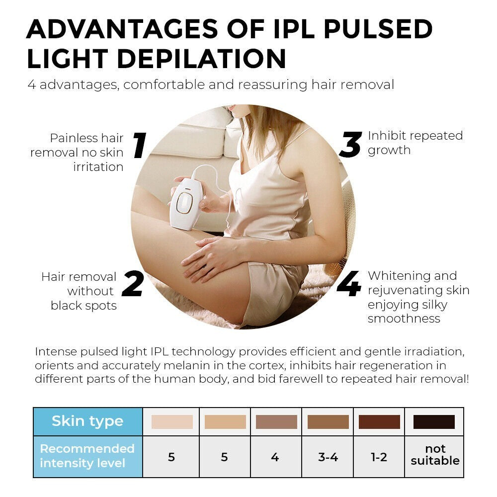 IPL Laser Permanent Hair Removal Device Painless Pulse Home Use