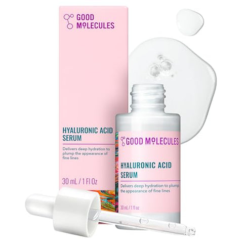 Good Molecules Hyaluronic Acid Serum - 1% Hyaluronic Acid Ultra Hydrating Serum, Facial Moisturizer for Plumper Skin, Skin Care for Face