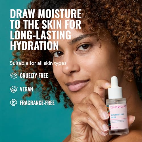 Good Molecules Hyaluronic Acid Serum - 1% Hyaluronic Acid Ultra Hydrating Serum, Facial Moisturizer for Plumper Skin, Skin Care for Face