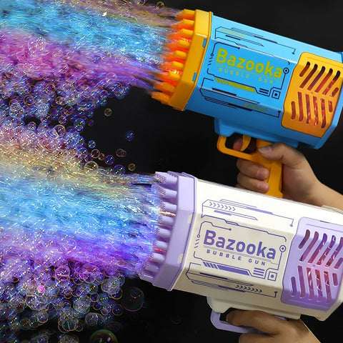 Bubble Gun Rocket 69 Holes Soap Bubbles Machine  Shape Automatic Blower With Light Toys For Kids