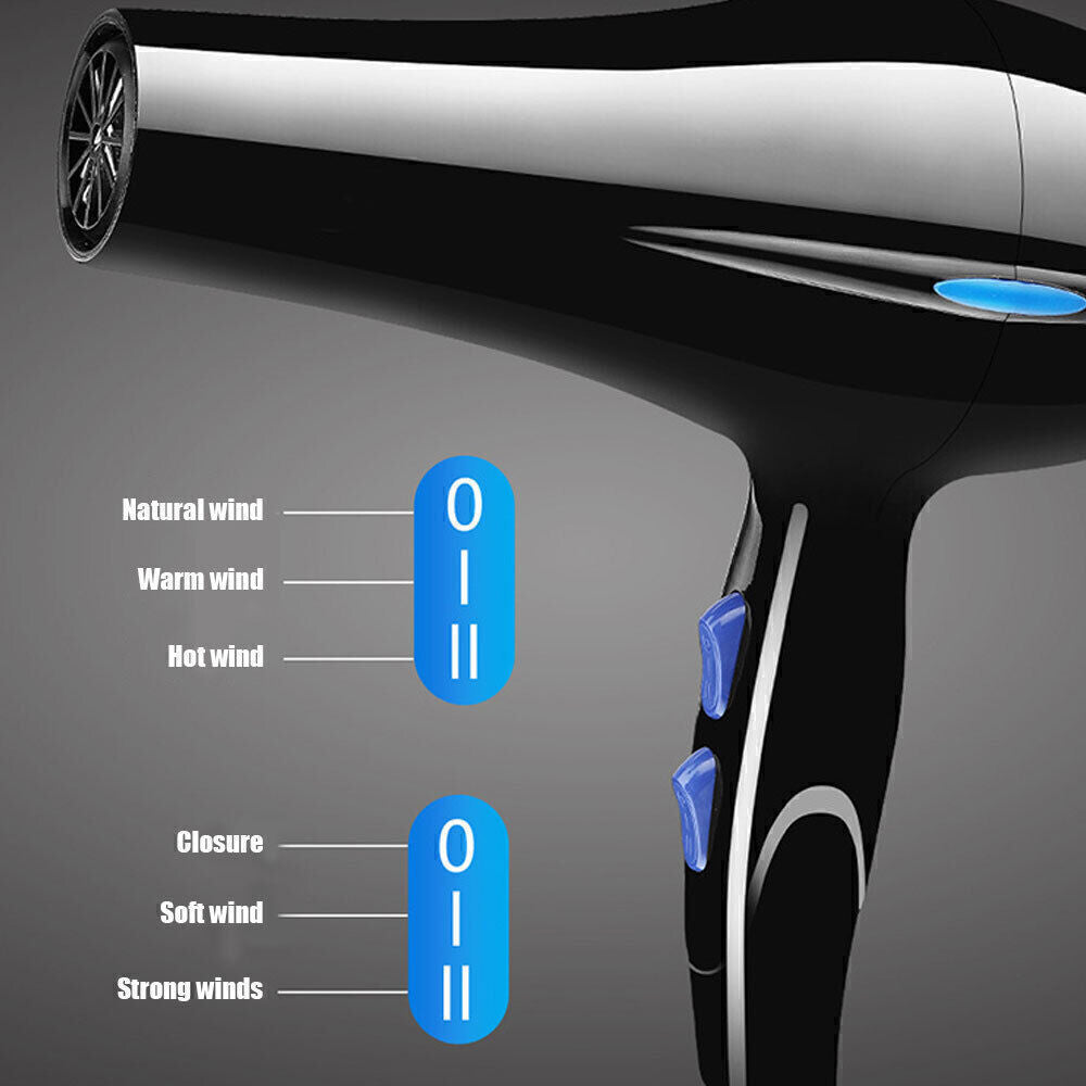 Professional Hair Dryer Nozzle Low Noise 2200w Ionic Blow Dryerwith Diffuser Blu