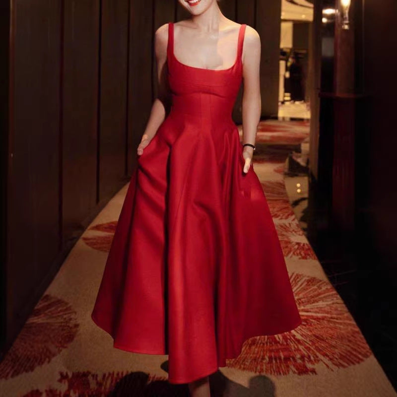 French Style Sleeveless Camisole Dress - Women's Slim Fit Minimalist Summer Short Dress
