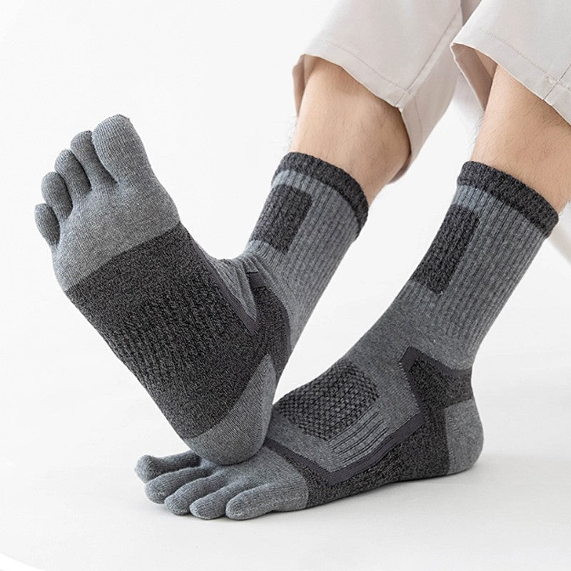 5Pairs Mens Cotton Blend Athletic Running Sports Socks Finger Toe Socks Toe Sock