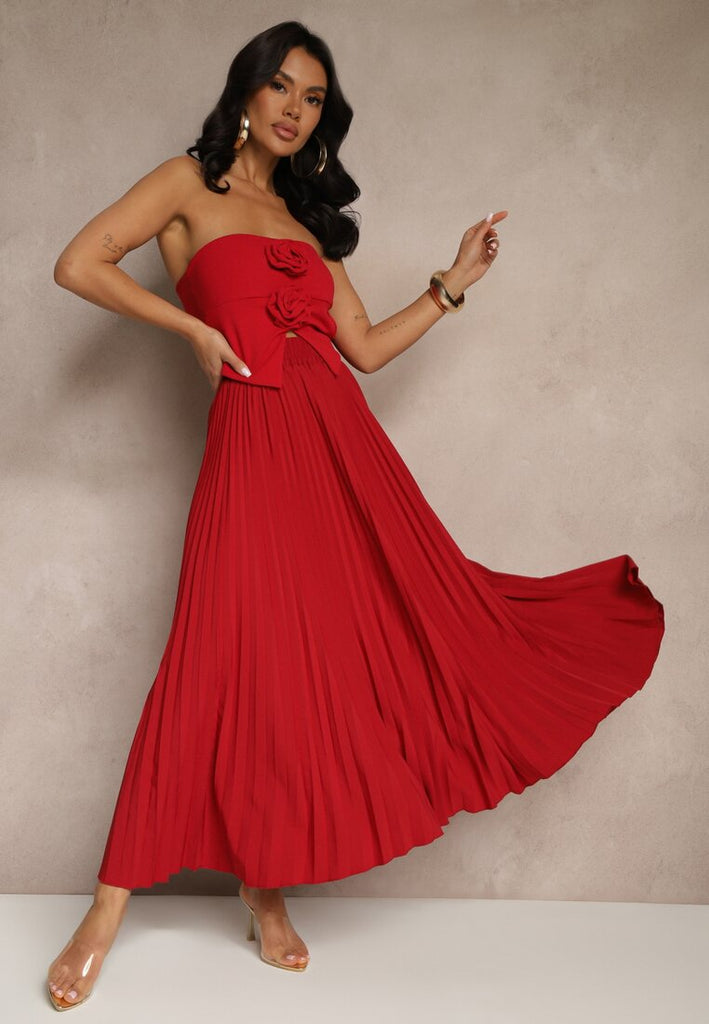 Solid-color Chic High-waisted Pleated Skirt With A Smooth Flowing Drape