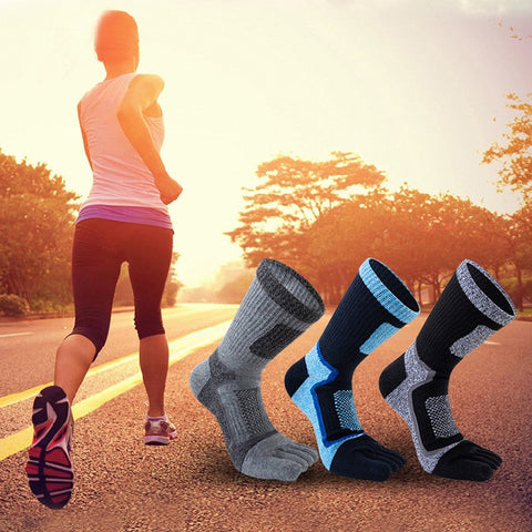 5Pairs Mens Cotton Blend Athletic Running Sports Socks Finger Toe Socks Toe Sock