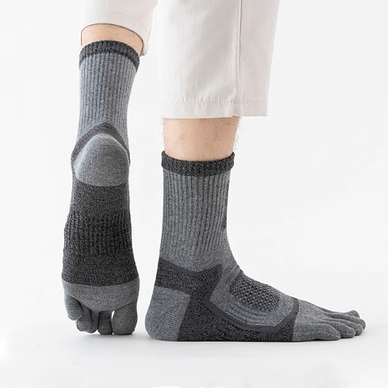 5Pairs Mens Cotton Blend Athletic Running Sports Socks Finger Toe Socks Toe Sock