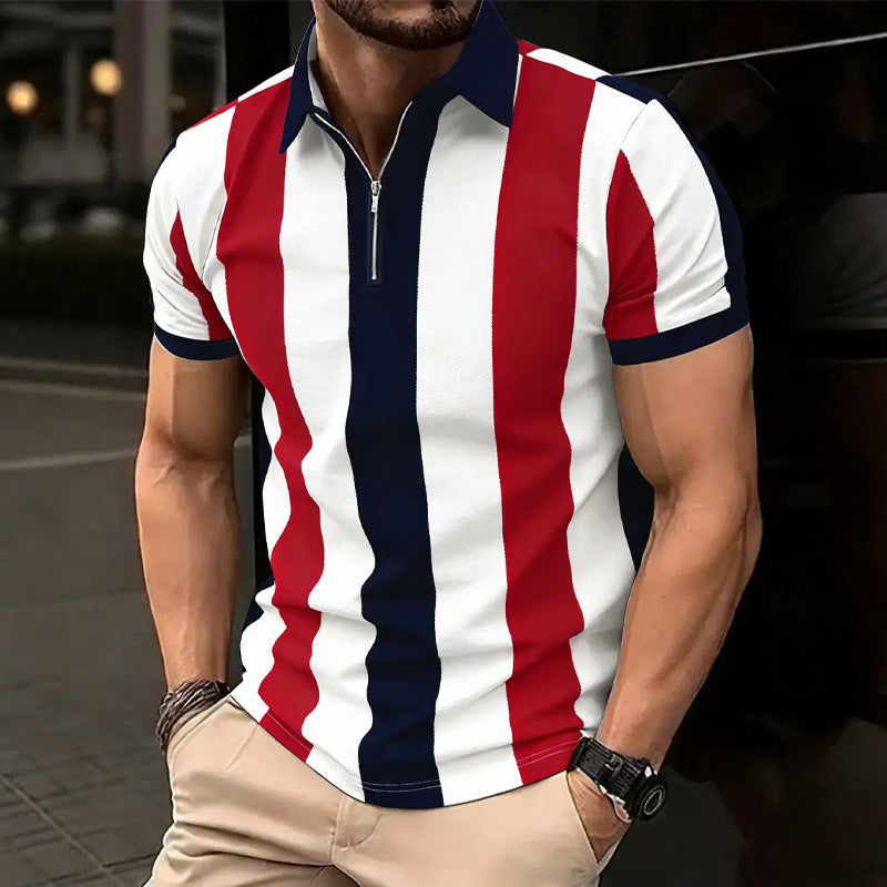 Mens Versatile Lapel-zipper Casual Top