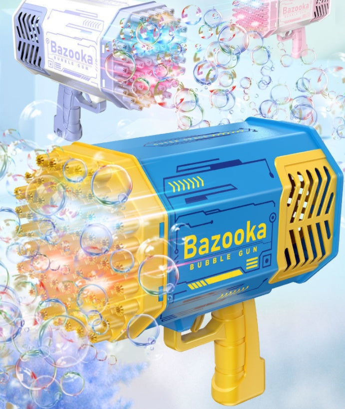 Bubble Gun Rocket 69 Holes Soap Bubbles Machine  Shape Automatic Blower With Light Toys For Kids