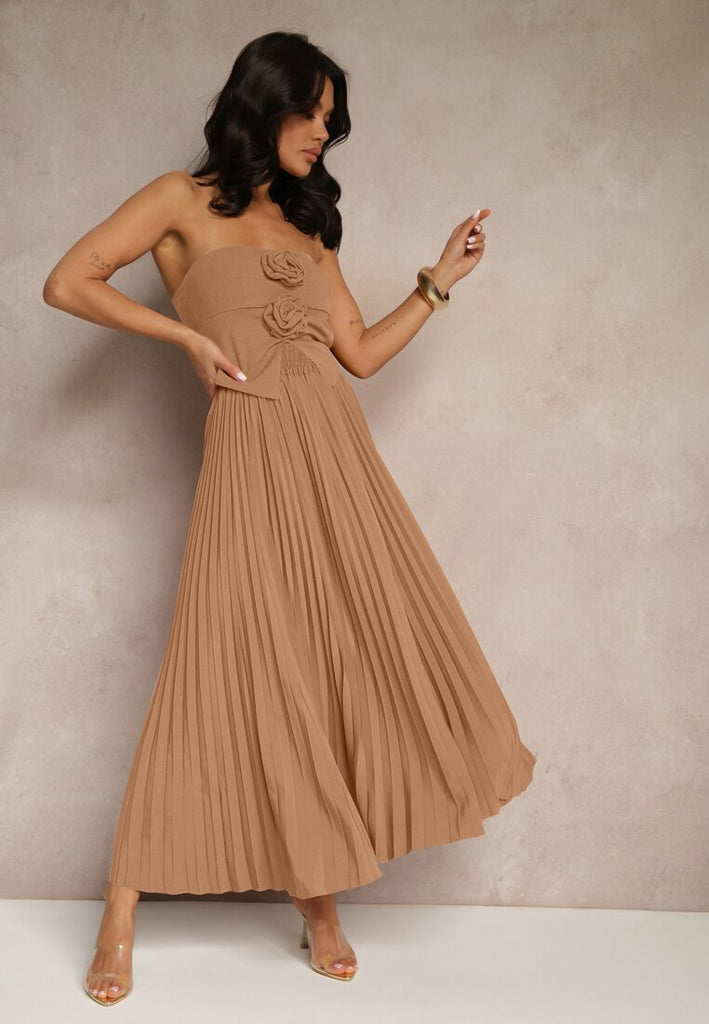Solid-color Chic High-waisted Pleated Skirt With A Smooth Flowing Drape