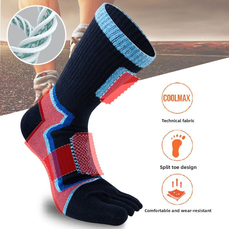 5Pairs Mens Cotton Blend Athletic Running Sports Socks Finger Toe Socks Toe Sock