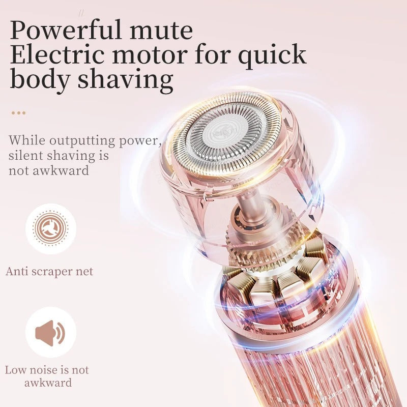 Women's Electric Shaver 2-in-1 Bikini Area Hair Trimmer Cordless Waterproof Rechargeable Wet/Dry Use Dual-Head Detachable Razor